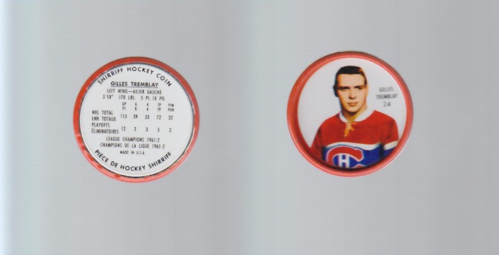 1962-63 SHIRRIFF HOCKEY COIN #24 G.TREMBLAY photo