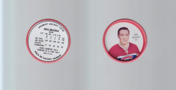 1962-63 SHIRRIFF HOCKEY COIN #32 J.BELIVEAU photo