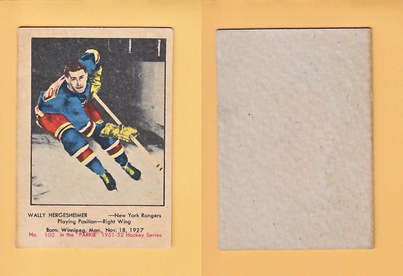 1951-52 PARKHURST HOCKEY CARD # 100 WALLY HERGESHEIMER photo