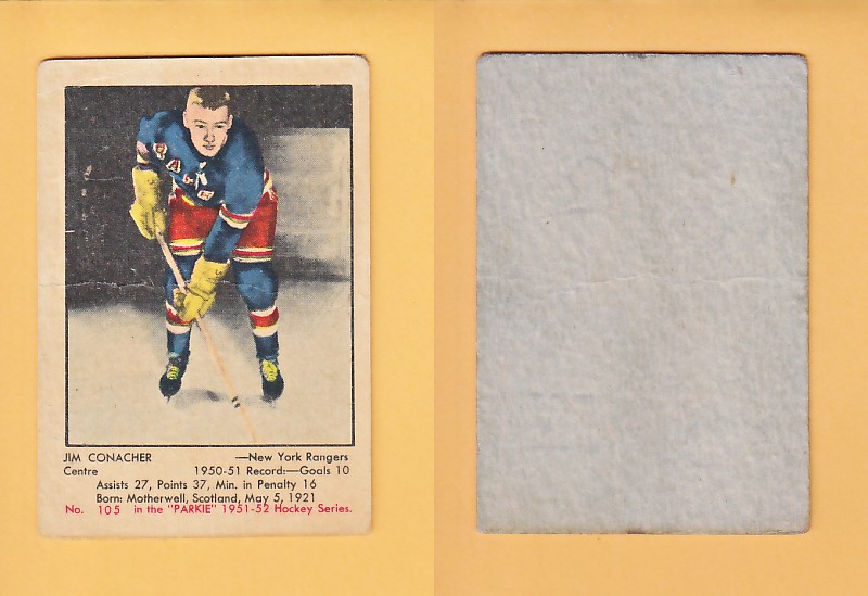 1951-52 PARKHURST HOCKEY CARD # 105 JIM CONACHER photo