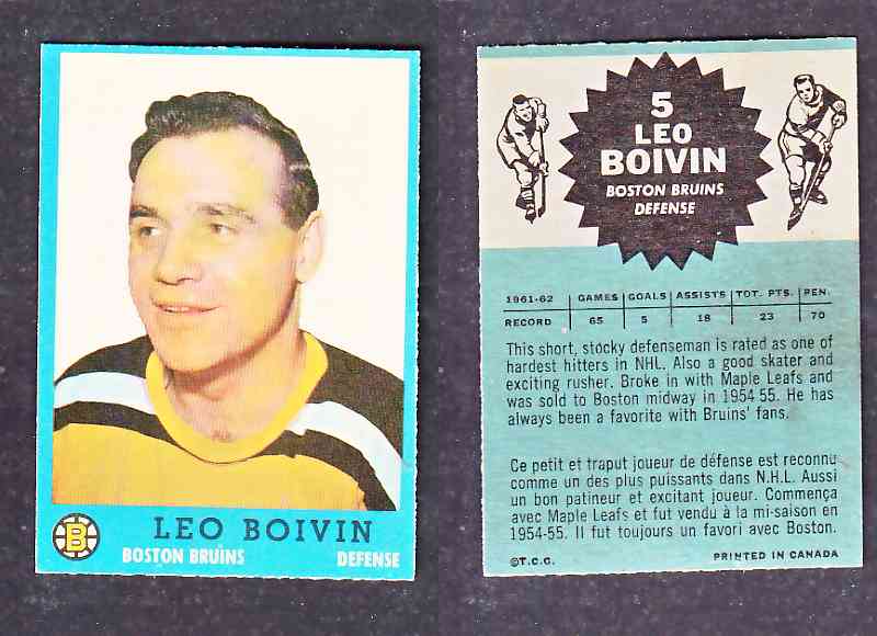 1962-63 TOPPS HOCKEY CARD L. BOIVIN # 5 photo