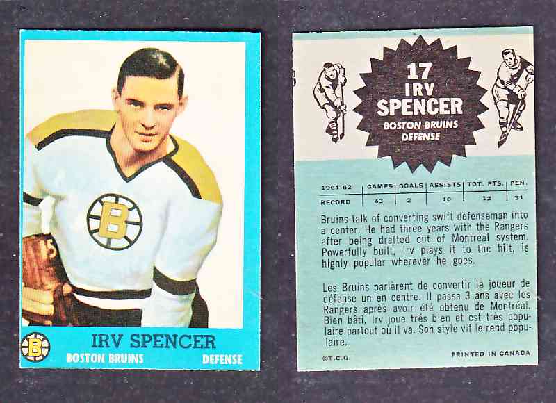 1962-63 TOPPS HOCKEY CARD I. SPENCER # 17 photo