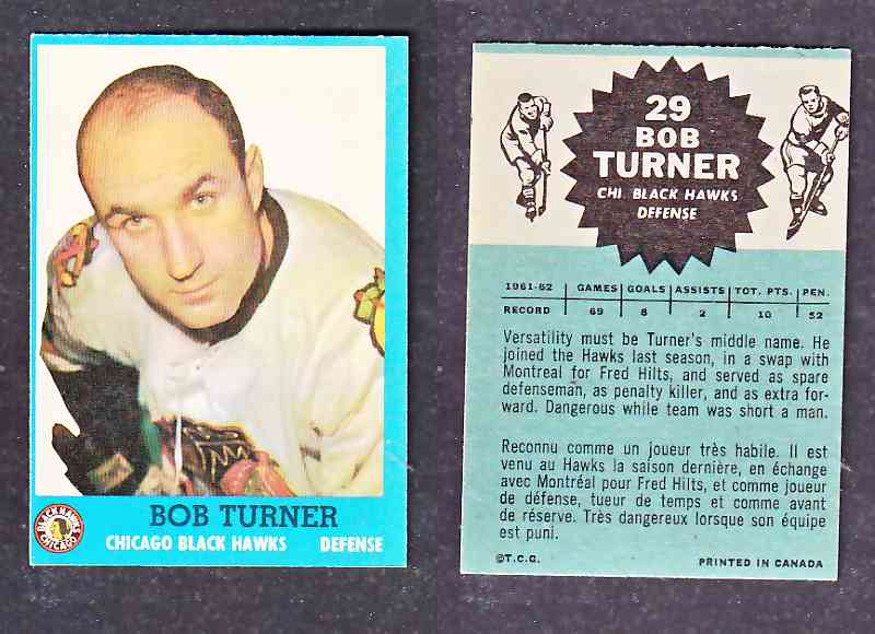 1962-63 TOPPS HOCKEY CARD B. TURNER # 29 photo