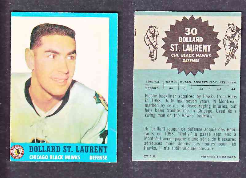 1962-63 TOPPS HOCKEY CARD D. ST-LAURENT # 30 photo