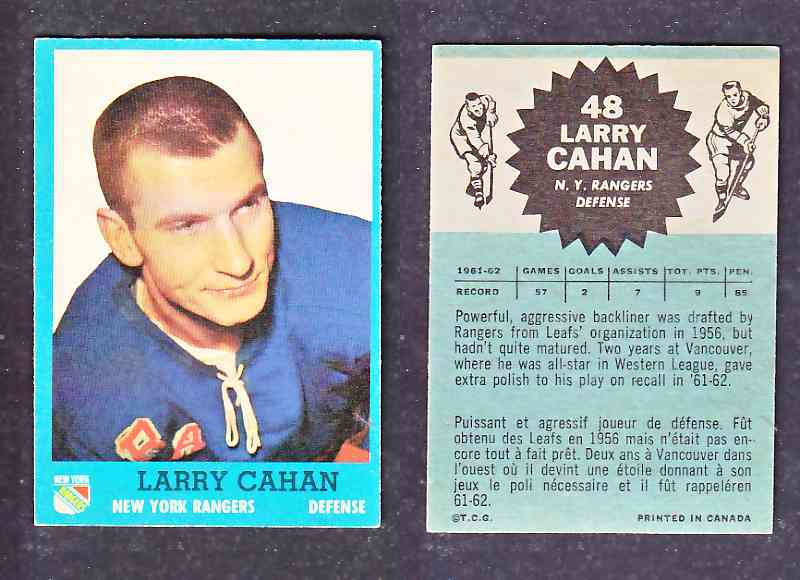 1962-63 TOPPS HOCKEY CARD L. CAHAN # 48 photo