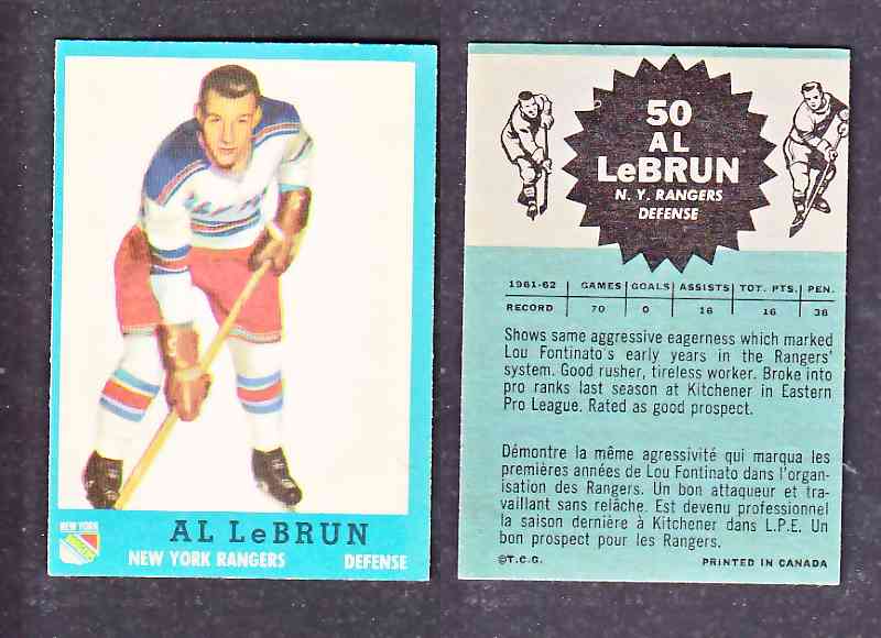 1962-63 TOPPS HOCKEY CARD A. LEBRUN  # 50 photo