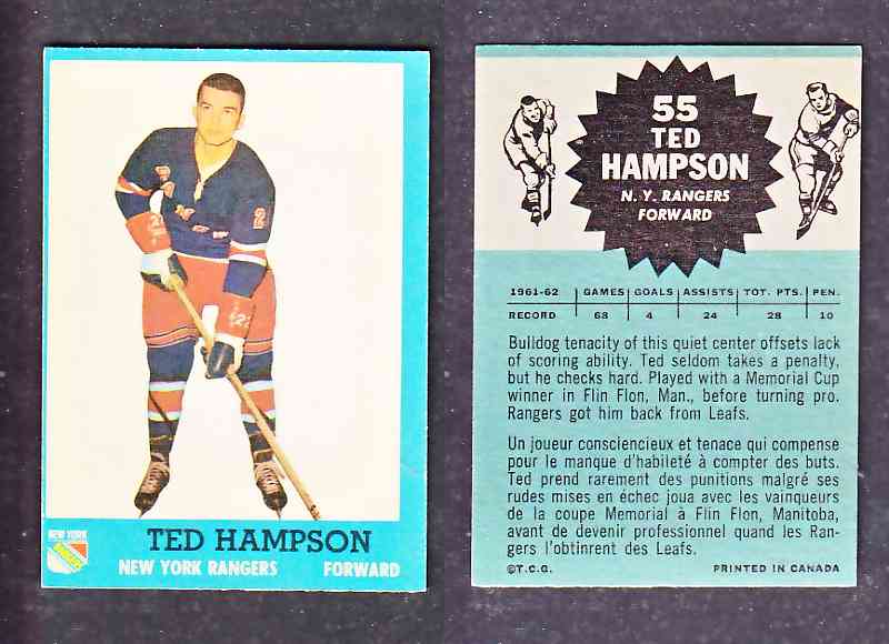 1962-63 TOPPS HOCKEY CARD T. HAMPSON  # 55 photo