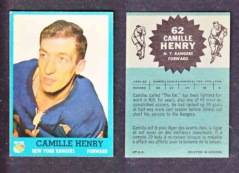 1962-63 TOPPS HOCKEY CARD C. HENRY  # 62 photo