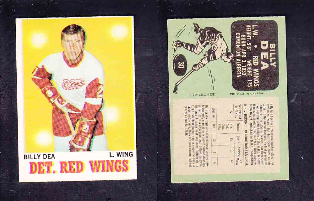 1970-71 O-PEE-CHEE HOCKEY CARD #30 B. DEA photo