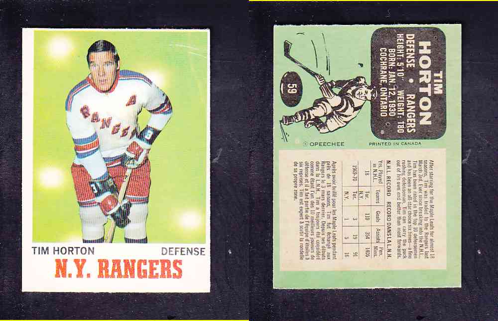 1970-71 O-PEE-CHEE HOCKEY CARD #59 T. HORTON photo