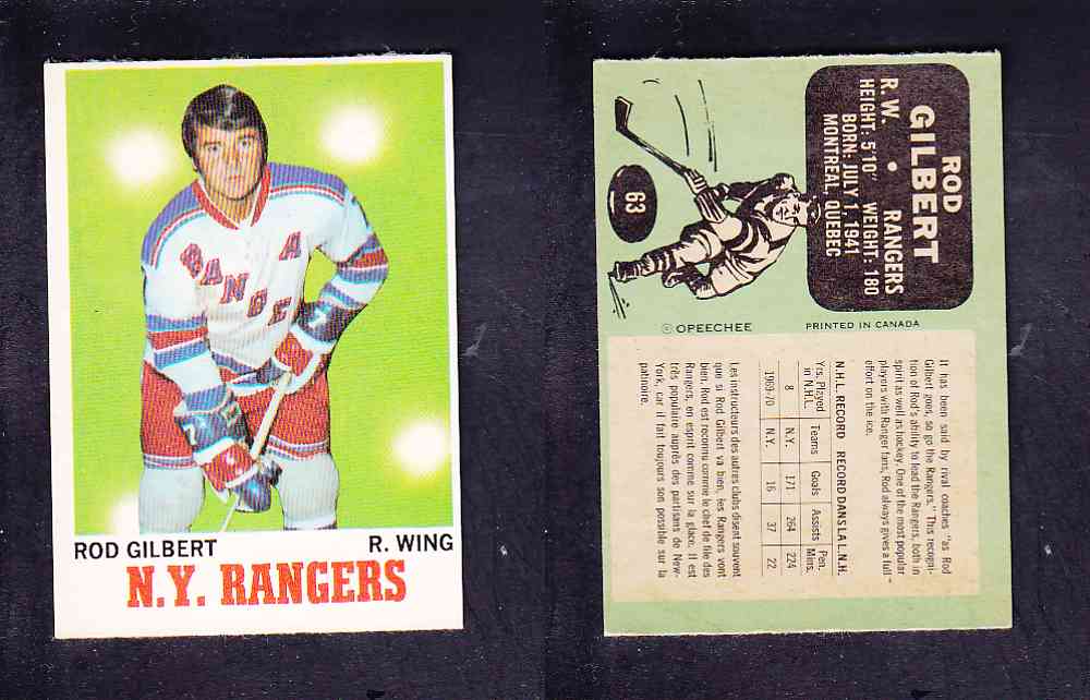 1970-71 O-PEE-CHEE HOCKEY CARD #63 R. GILBERT photo