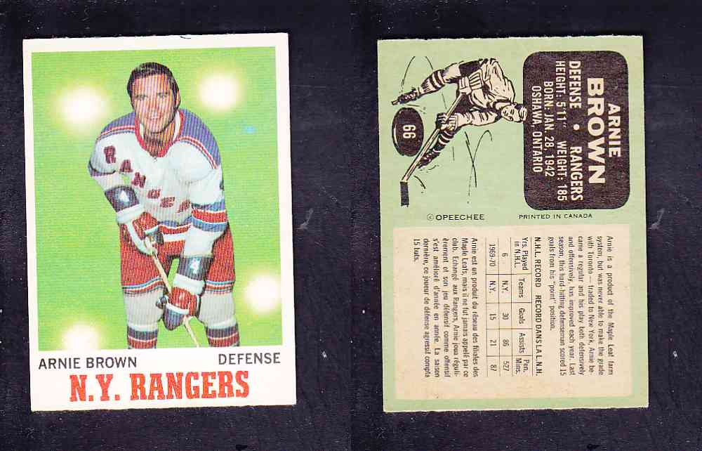 1970-71 O-PEE-CHEE HOCKEY CARD #66 A. BROWN photo