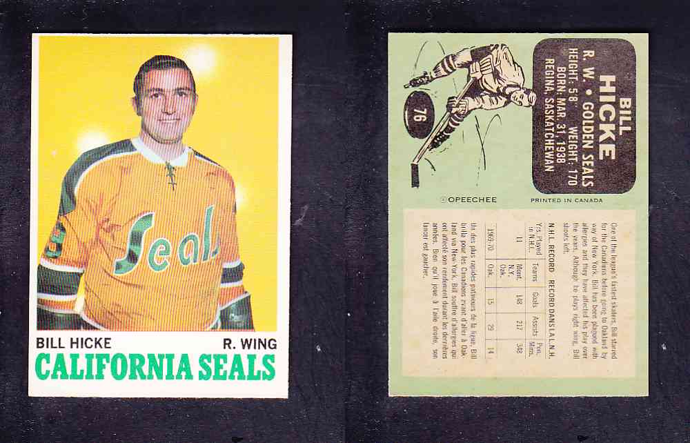 1970-71 O-PEE-CHEE HOCKEY CARD #76 B. HICKE photo