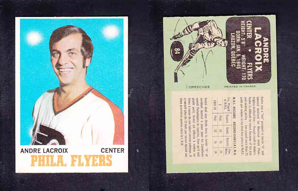 1970-71 O-PEE-CHEE HOCKEY CARD #84 A. LACROIX photo