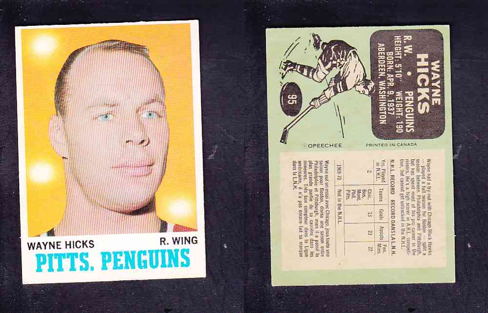 1970-71 O-PEE-CHEE HOCKEY CARD #95 W. HICKS photo