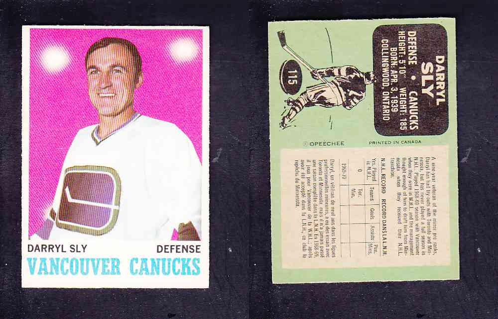 1970-71 O-PEE-CHEE HOCKEY CARD #115 D. SLY photo