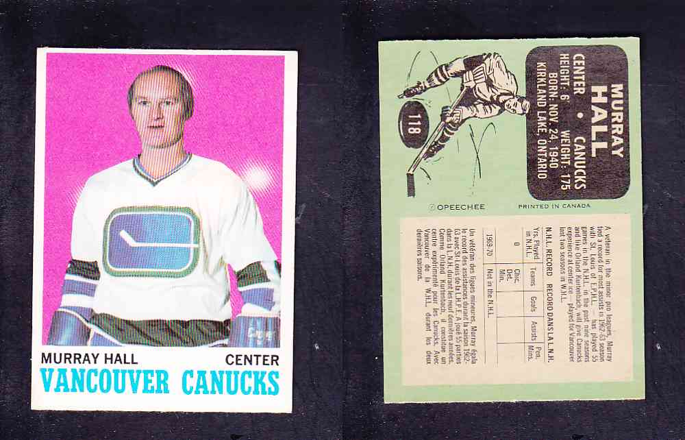 1970-71 O-PEE-CHEE HOCKEY CARD #118 M. HALL photo