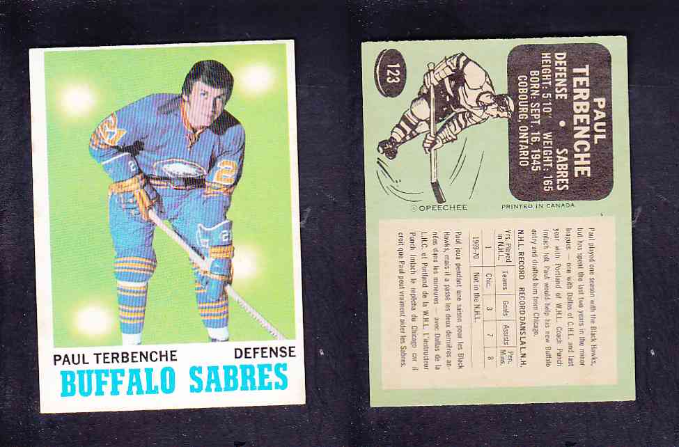 1970-71 O-PEE-CHEE HOCKEY CARD #123 P. TERBENCHE photo