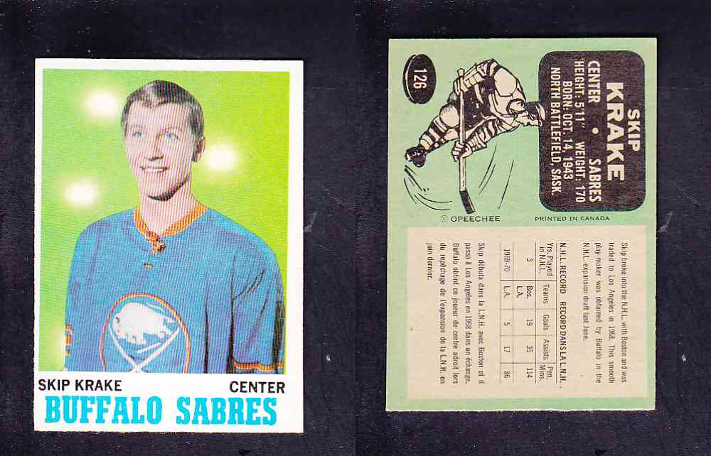 1970-71 O-PEE-CHEE HOCKEY CARD #126 S. KRAKE photo