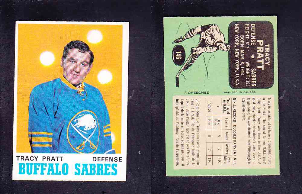 1970-71 O-PEE-CHEE HOCKEY CARD #146 T. PRATT photo