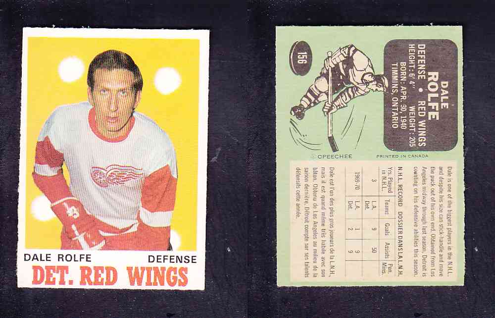 1970-71 O-PEE-CHEE HOCKEY CARD #156 D. ROLFE photo