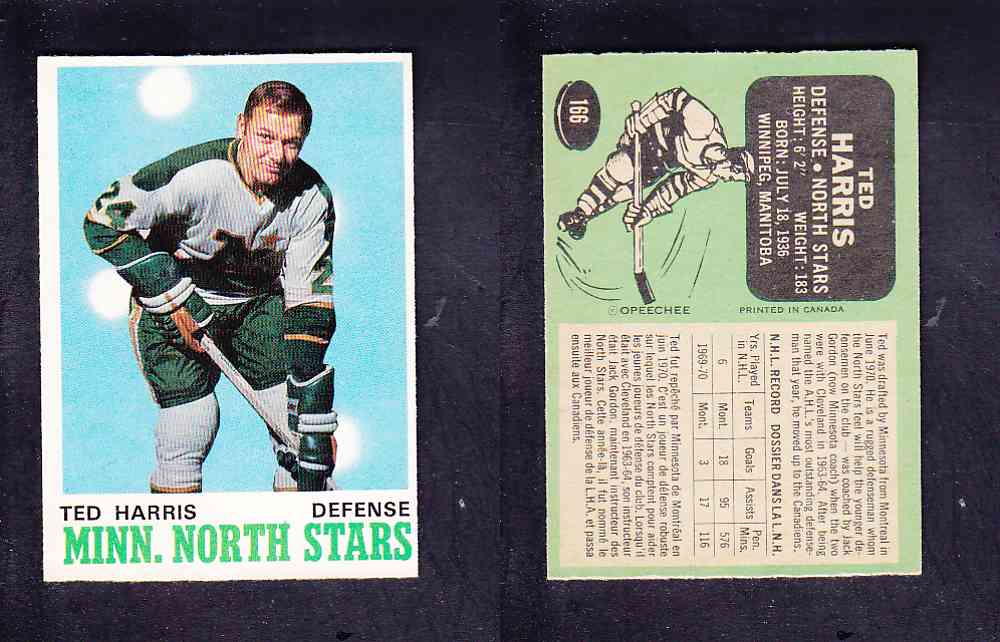 1970-71 O-PEE-CHEE HOCKEY CARD #166 T. HARRIS photo