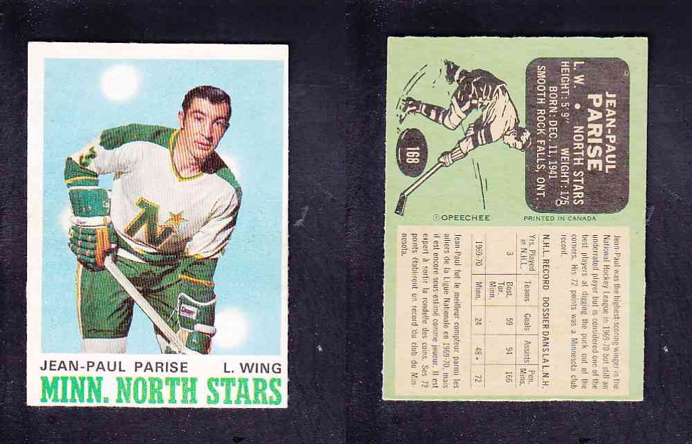 1970-71 O-PEE-CHEE HOCKEY CARD #168 J. PARISE photo