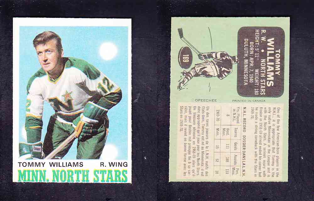 1970-71 O-PEE-CHEE HOCKEY CARD #169 T. WILLIAMS photo