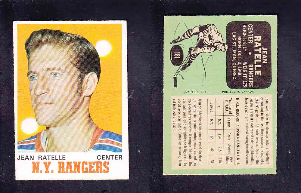 1970-71 O-PEE-CHEE HOCKEY CARD #181 J. RATELLE photo