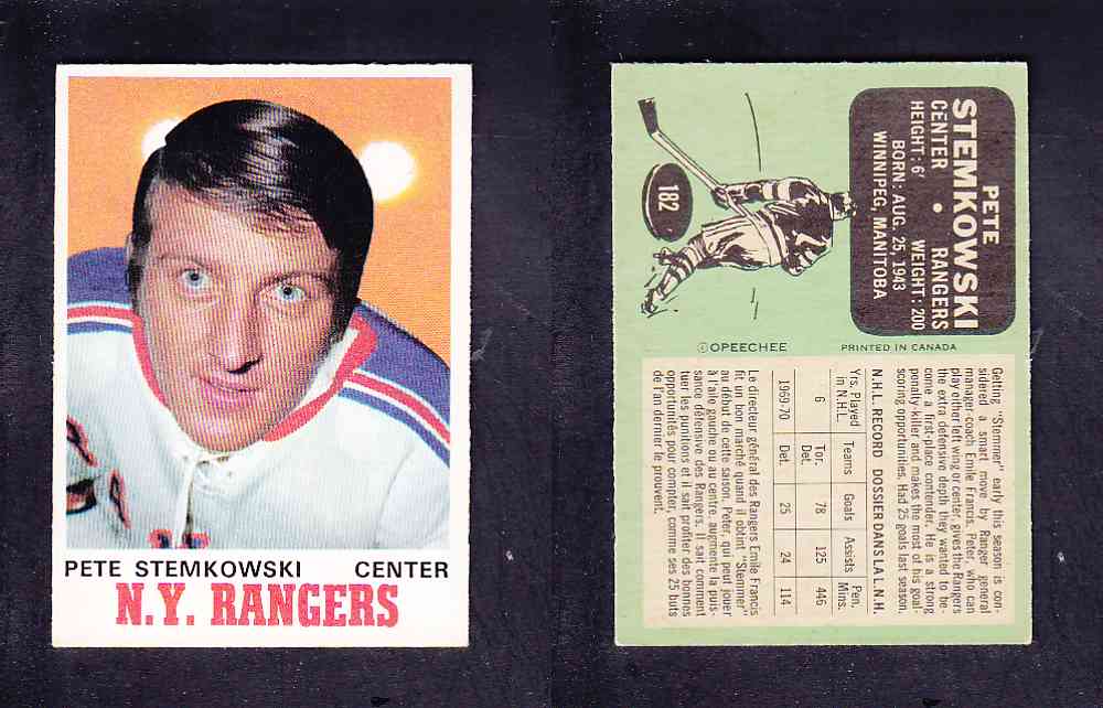 1970-71 O-PEE-CHEE HOCKEY CARD #182 P. STEMKOWSKI photo