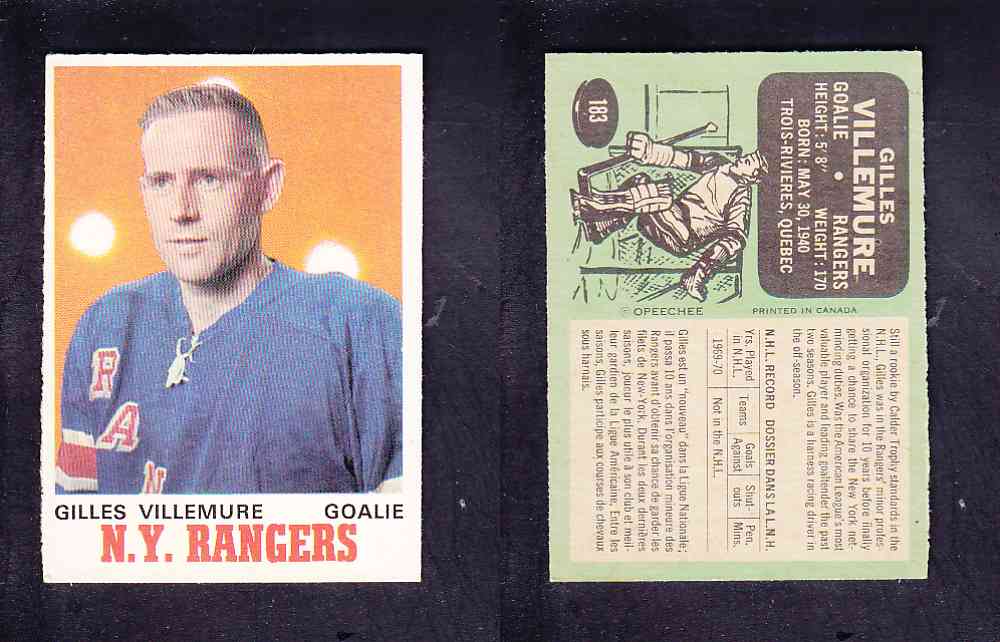 1970-71 O-PEE-CHEE HOCKEY CARD #183 G. VILLEMURE photo