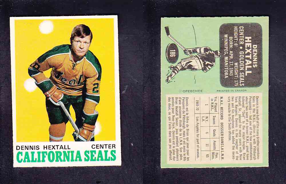 1970-71 O-PEE-CHEE HOCKEY CARD #186 D. HEXTALL photo