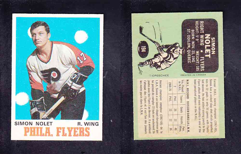 1970-71 O-PEE-CHEE HOCKEY CARD #194 S. NOLET photo