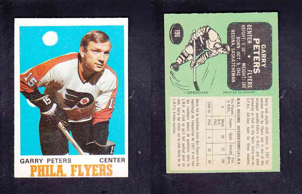 1970-71 O-PEE-CHEE HOCKEY CARD #196 G. PETERS photo