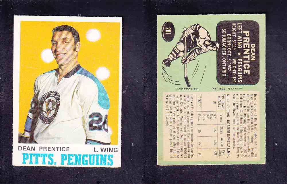 1970-71 O-PEE-CHEE HOCKEY CARD #201 D. PRENTICE photo