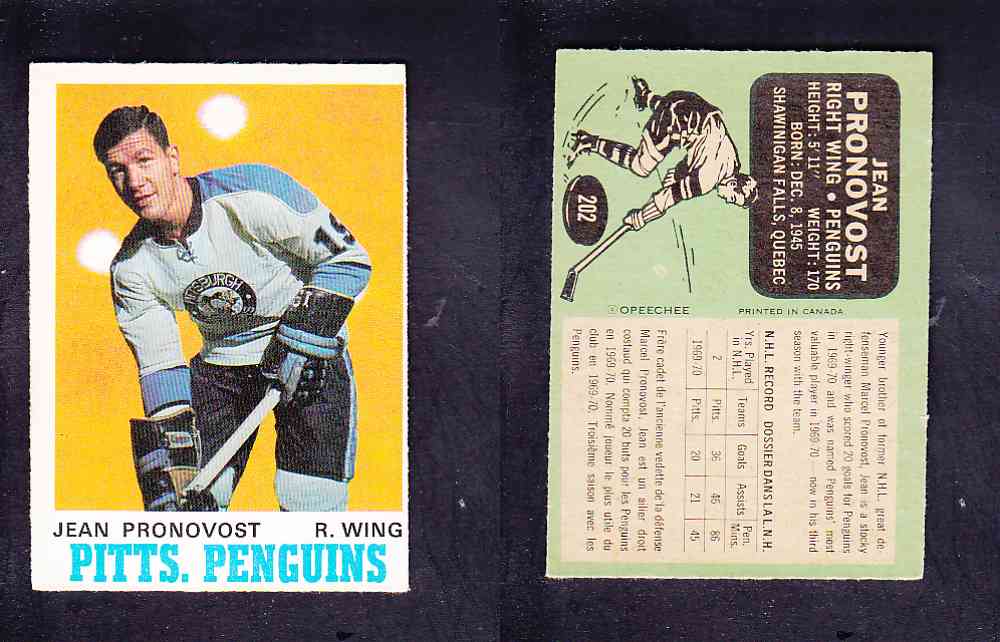 1970-71 O-PEE-CHEE HOCKEY CARD #202 J. PRONOVOST photo