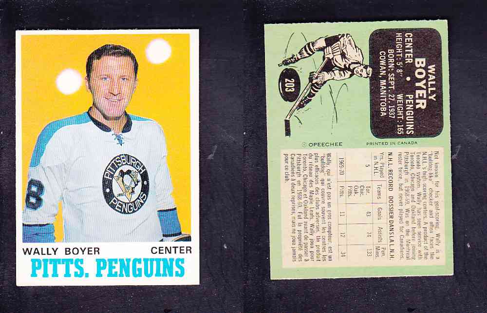 1970-71 O-PEE-CHEE HOCKEY CARD #203 W. BOYER photo