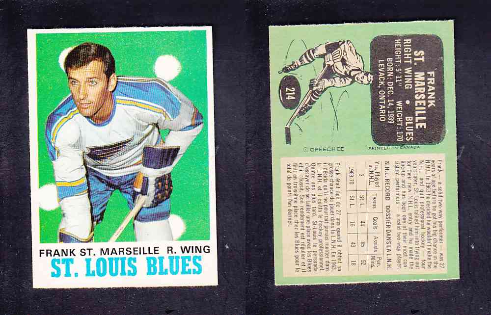 1970-71 O-PEE-CHEE HOCKEY CARD #214 F. ST-MARSEILLE photo