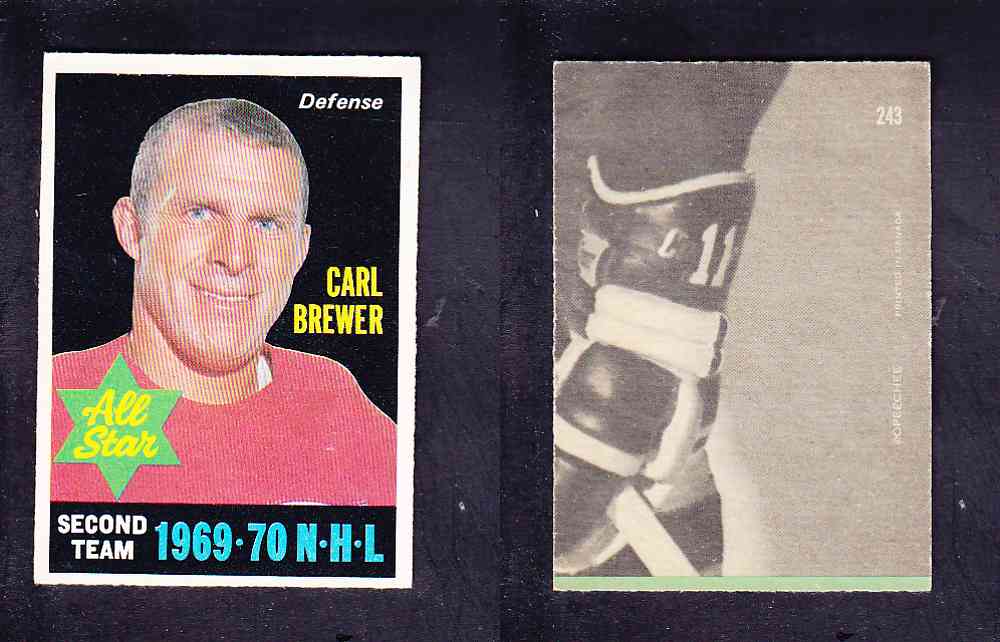 1970-71 O-PEE-CHEE HOCKEY CARD #243 C. BREWER photo