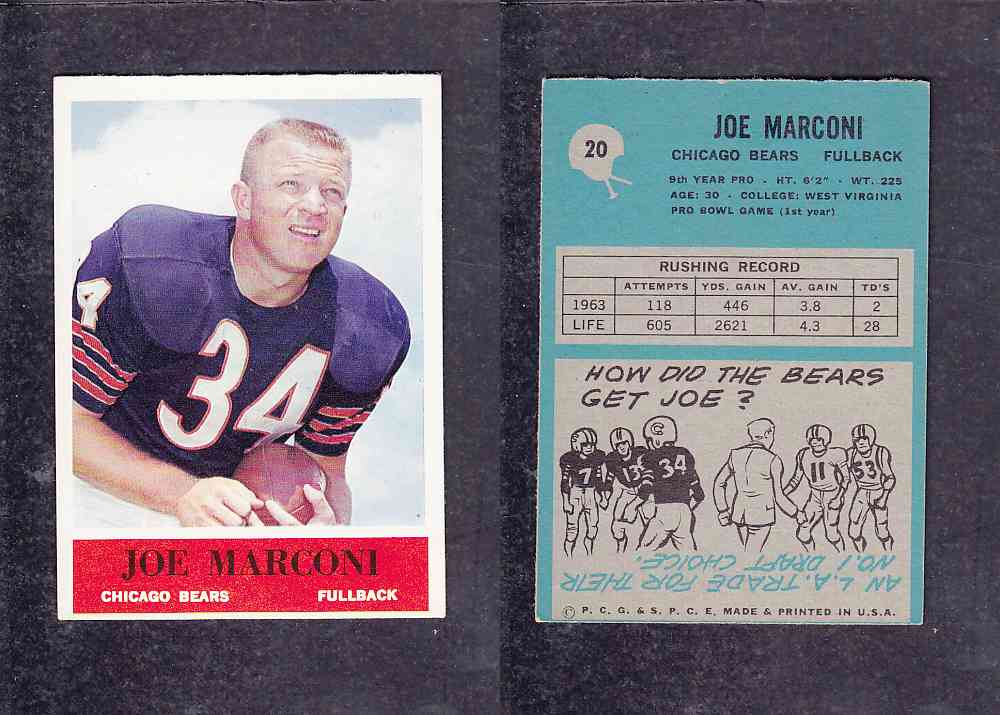 1965 NFL PHILADELPHIA FOOTBALL CARD #20 J. MARCONI photo