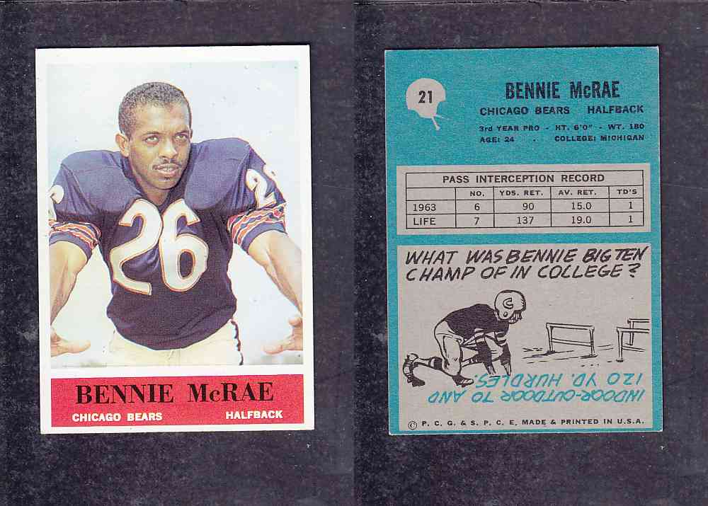 1965 NFL PHILADELPHIA FOOTBALL CARD #21 B. MCRAE photo