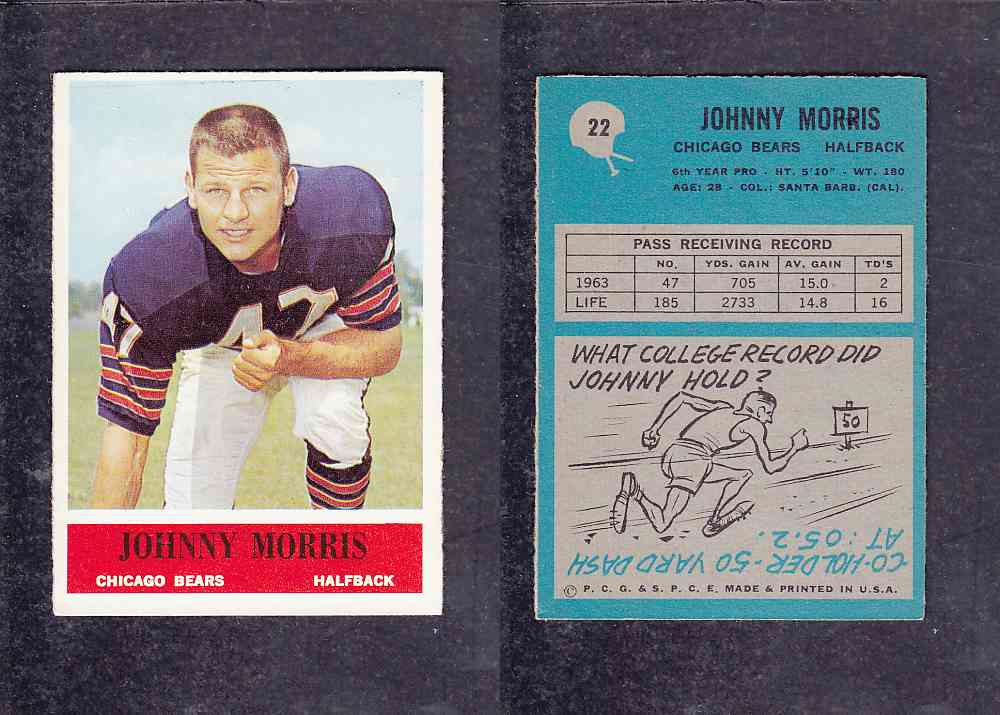 1965 NFL PHILADELPHIA FOOTBALL CARD #22 J. MORRIS photo