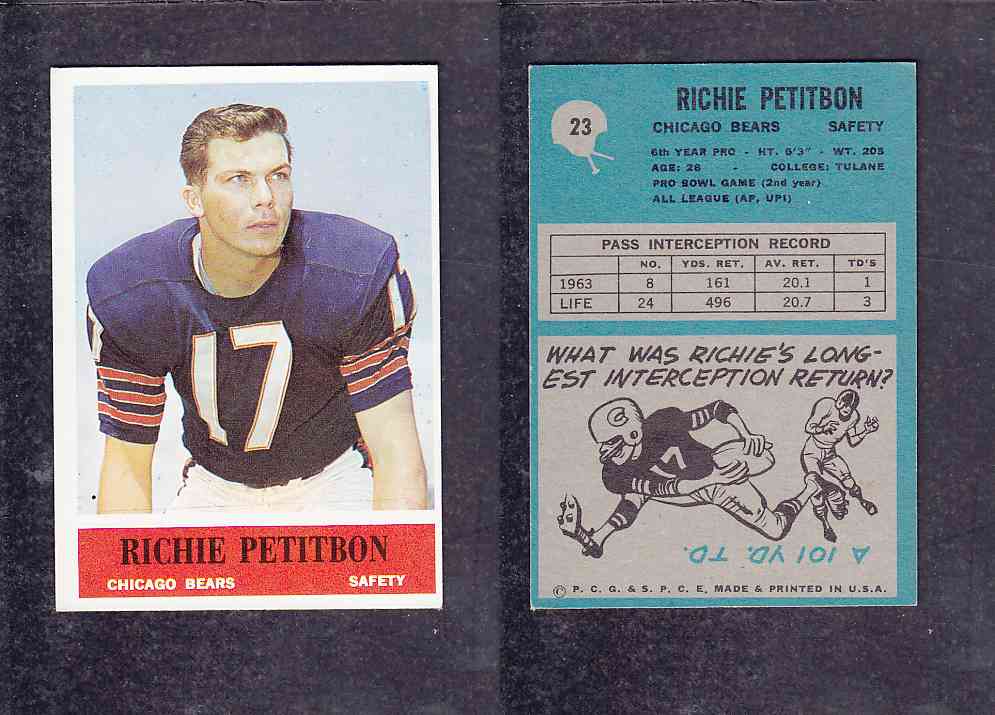 1965 NFL PHILADELPHIA FOOTBALL CARD #23 R. PETITBON photo