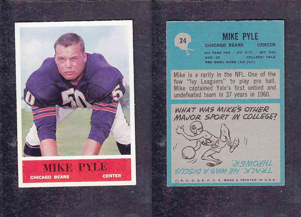 1965 NFL PHILADELPHIA FOOTBALL CARD #24 M. PYLE photo