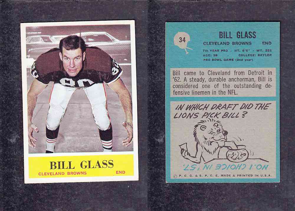 1965 NFL PHILADELPHIA FOOTBALL CARD #34 B. GLASS photo
