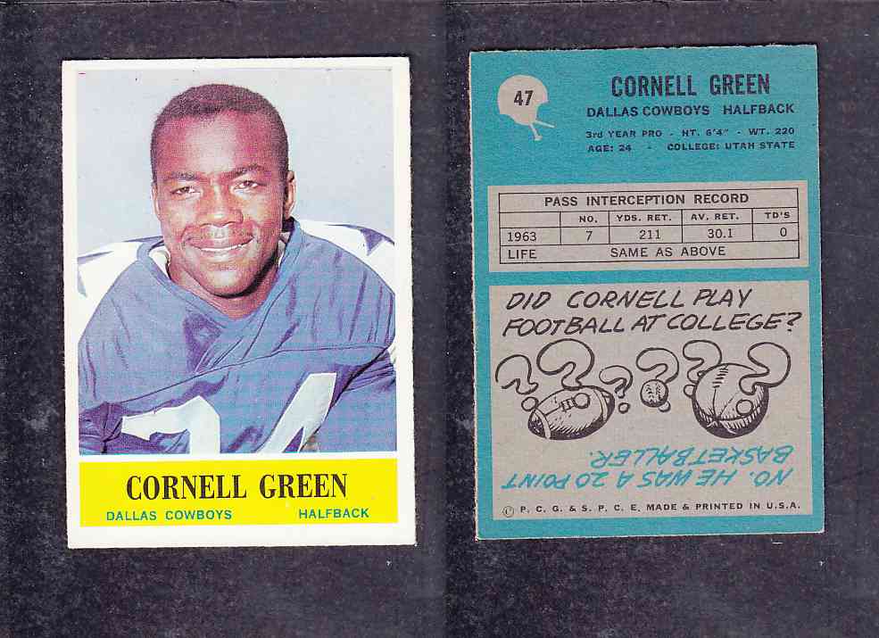 1965 NFL PHILADELPHIA FOOTBALL CARD #47 C. GREEN photo