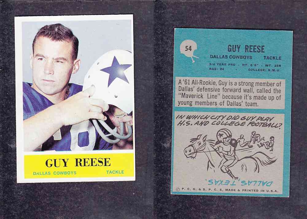 1965 NFL PHILADELPHIA FOOTBALL CARD #54 G. REESE photo