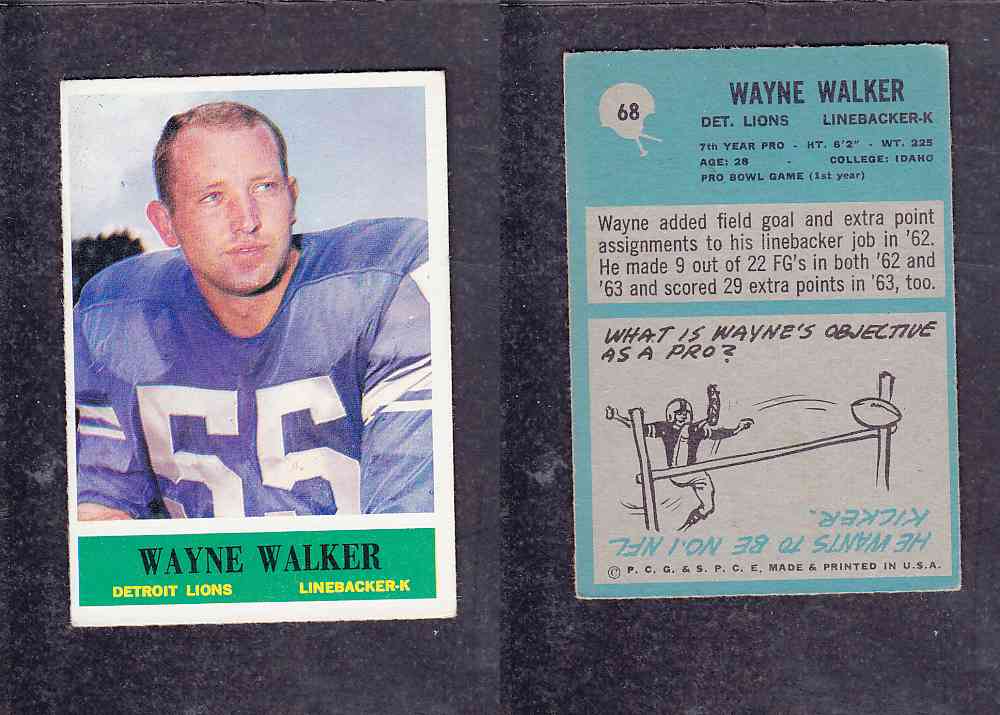 1965 NFL PHILADELPHIA FOOTBALL CARD #68 W. WALKER photo