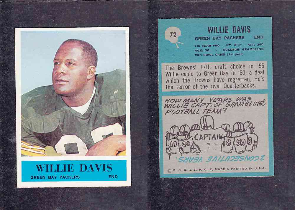 1965 NFL PHILADELPHIA FOOTBALL CARD #72 W. DAVIS photo