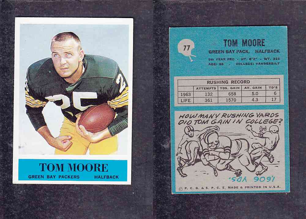 1965 NFL PHILADELPHIA FOOTBALL CARD #77 T. MOORE photo